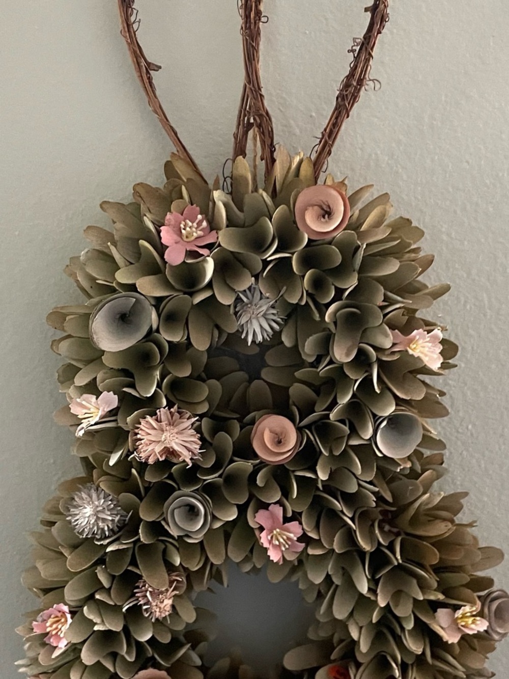 Handcrafted Olive Green and Pink springs decor